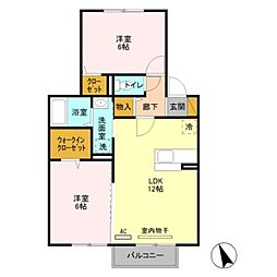グランドール戸ケ崎 2LDKの間取図画像