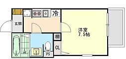 セレーノ中井 1Kの間取図画像