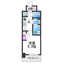 エスリード大阪平野プライム 5階1Kの間取り