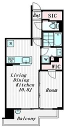 シティハウス中目黒テラス 6階1LDKの間取り