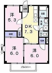 コモドハイツB 3DKの間取図画像