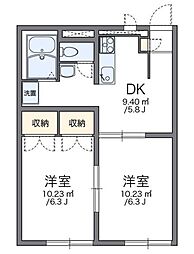 レオパレスやませ 1階2DKの間取り