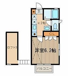 パルクメゾン 2階1Kの間取り