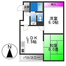 アーバンライフ巽 2LDKの間取図画像