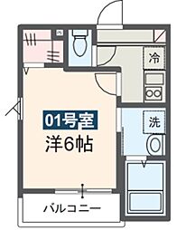 MELDIA武里II 3階1Kの間取り