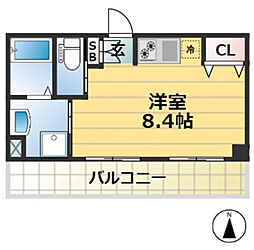 JR東海道・山陽本線 三ノ宮駅 徒歩5分の賃貸アパート 5階ワンルームの間取り