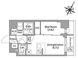 コンフォリア・リヴ新中野サウス 8階1DKの間取り
