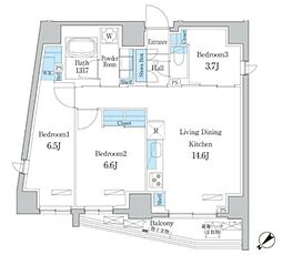 デュオフラッツ板橋大山 11階3LDKの間取り