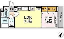 JR中央線 吉祥寺駅 4.6kmの賃貸アパート 2階1LDKの間取り