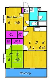 スプランドゥール国領 2LDKの間取図画像