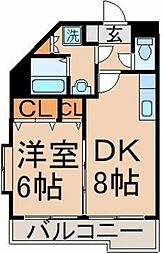 シェソワ 2階1LDKの間取り