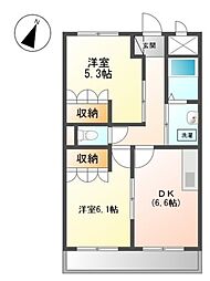 コムス・エルアール 3階2DKの間取り
