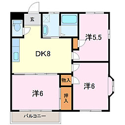 レジデンスきくちA 3DKの間取図画像