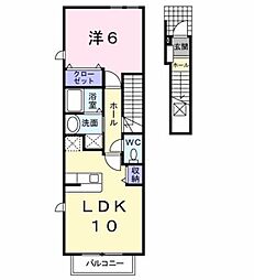 メゾン　リール 2階1LDKの間取り