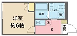 カインドネス所沢宮本町A棟 1Kの間取図画像
