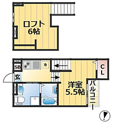 アクア東山 1階1Kの間取り