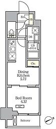グランエール西日暮里SOUTH 1DKの間取図画像