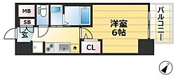 エステムコート神戸湊町 1Kの間取図画像