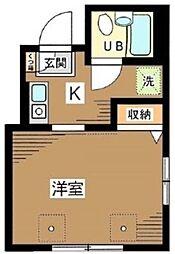 メゾン・ド・山岸 2階1Kの間取り
