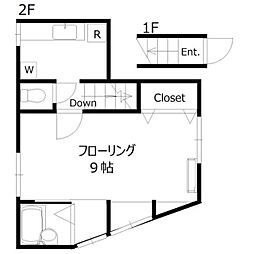 新兵衛ハイツ 2階1Kの間取り