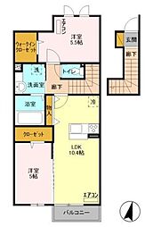 サンモール 2LDKの間取図画像