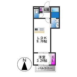 Well-being巽西 1LDKの間取図画像