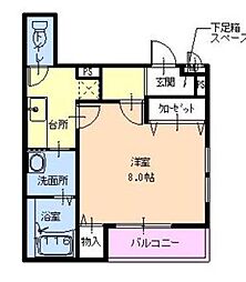 阪急千里線 吹田駅 徒歩8分の賃貸アパート 3階1Kの間取り