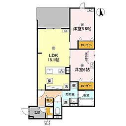 スペチアーレ杭全 2LDKの間取図画像