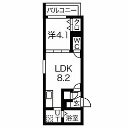 F asecia content 2階1LDKの間取り