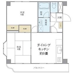 マリンスクエア 2階2DKの間取り