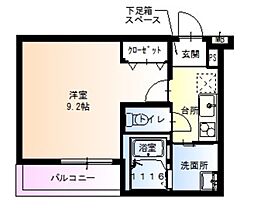 フジパレス新高2番館 1Kの間取図画像