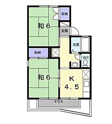 セジュールあきら 2Kの間取図画像