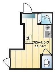 アーバンプレイス早稲田コアB 1階ワンルームの間取り