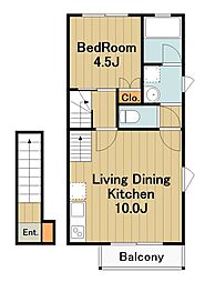Aurora 2階1LDKの間取り