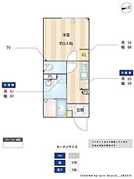 イスフール 4階1Kの間取り