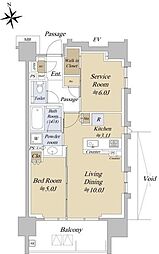 アクシルコート早稲田 1SLDKの間取図画像