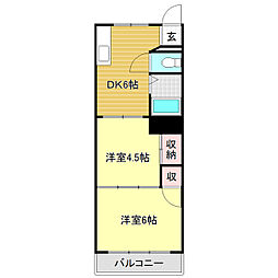 コーポ愛宕 2DKの間取図画像