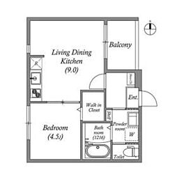 ボヌール太秦 2階1LDKの間取り