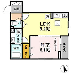 D-room西平山B 1LDKの間取図画像