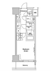 ザ・パークハビオ入谷 1Kの間取図画像