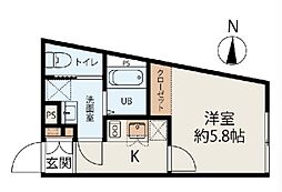シャーロット 4階1Kの間取り