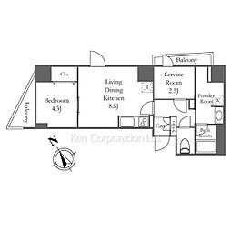 アイフラット代々木上原 1SLDKの間取図画像