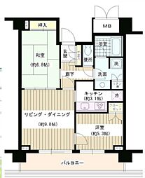イーストコモンズ清澄白河パークフラッツ 5階2LDKの間取り
