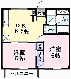 カーサ・タナカ 2DKの間取図画像