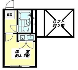 PAMファミリー板橋泉町G棟 2階ワンルームの間取り