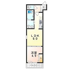 JR阪和線 富木駅 徒歩7分の賃貸アパート 3階1LDKの間取り