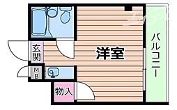 ハイツトレイン 4階1Kの間取り