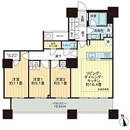 ザ・パークハウス西新宿タワー60 3LDKの間取図画像