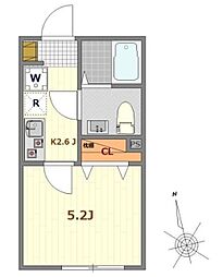 オリオン堀切菖蒲園 1階1Kの間取り