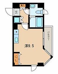 スクエアタワー ワンルームの間取図画像